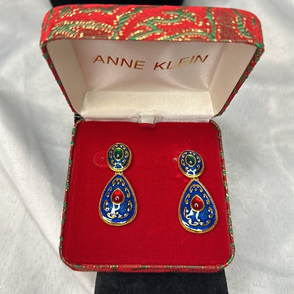 Anne Klein Jewelry - Ann Klein Enamel Vintage Earrings With Box